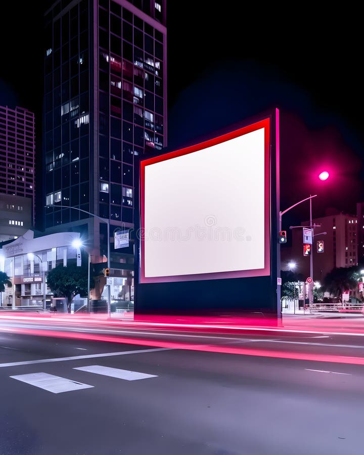 Panneau d'affichage vide dans un modèle moderne ville nuit modèle de conception thème génération ai. Panneau d'affichage vide dans une ville moderne modèle de nuit design thème génération style ai