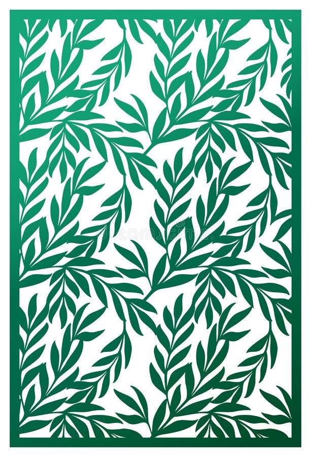 Panneau de coupe de laser de vecteur Modèle abstrait avec des branches des feuilles illustration stock Panneau de coupe de laser de vecteur Modèle abstrait avec des branches des feuilles illustration stock