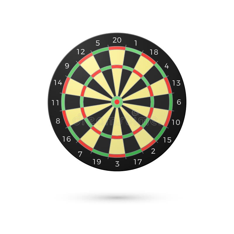 Classic Darts Board with twenty sectors. Realistic Dart boards. Game concept. Vector illustration isolated on white background. Classic Darts Board with twenty sectors. Realistic Dart boards. Game concept. Vector illustration isolated on white background.