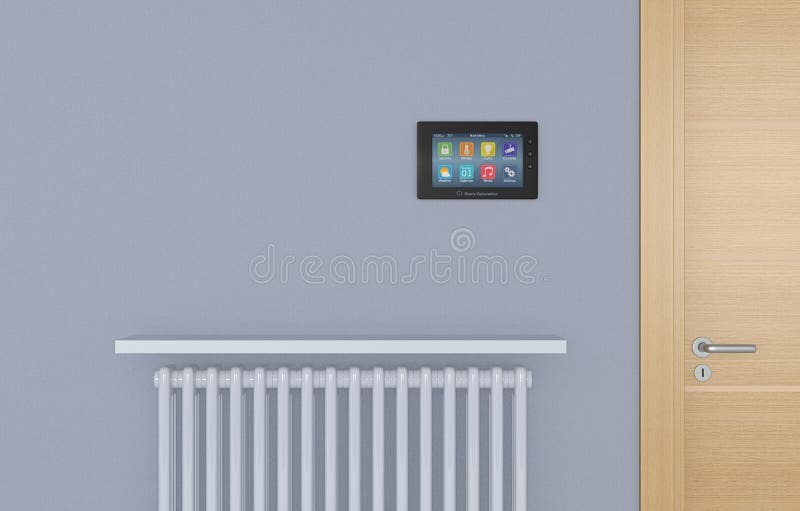 Wall control panel for home automation system (3d render). Wall control panel for home automation system (3d render)