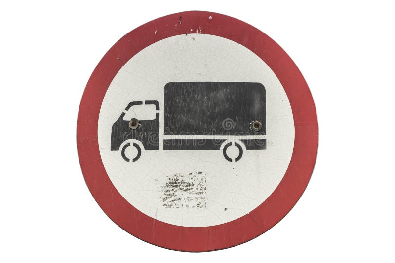 Panneau routier sale rond “aucun véhicule de marchandises “d'isolement sur le blanc illustration libre de droits Panneau routier sale rond “aucun véhicule de marchandises “d'isolement sur le blanc illustration libre de droits