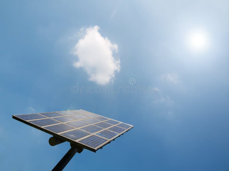 Solar panel under blue sky with clouds. Solar panel under blue sky with clouds