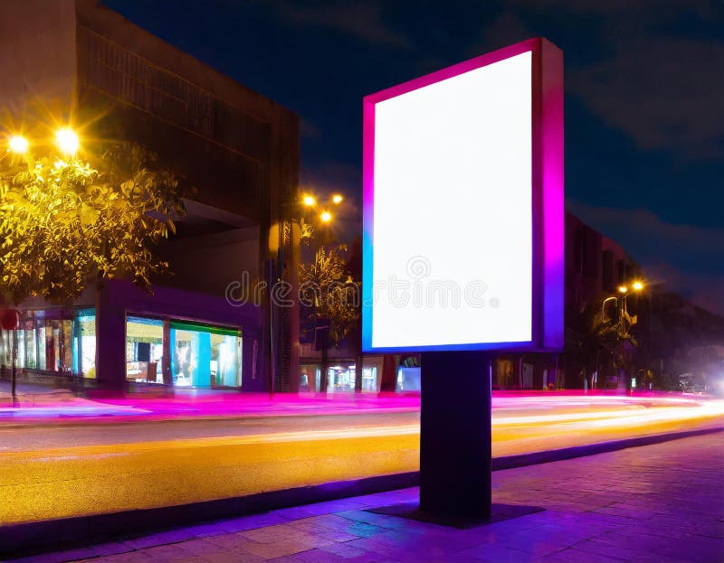 Blank billboard on the street at night, mock up for design. Blank billboard on the street at night, mock up for design.