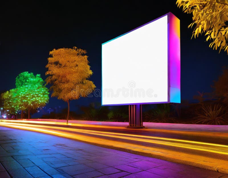 Blank billboard on the street at night, mock up for design. Blank billboard on the street at night, mock up for design.