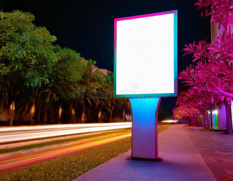 Blank billboard on the street at night, mock up for design. Blank billboard on the street at night, mock up for design.