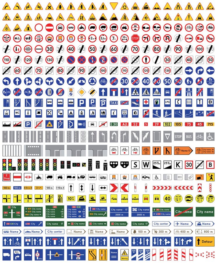 Panneaux Routiers D Isolement Sur Le Fond Blanc Panneaux D Avertissement Plats Complementaires Et Signes Militaires Illustration De Vecteur Illustration Du Isolement Militaires 127736137