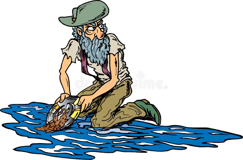 gold panning cartoon