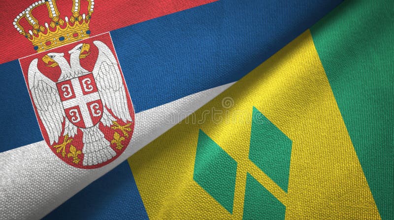 Panno del tessuto delle bandiere di Saint Vincent e Grenadine e della Serbia due illustrazione vettoriale Panno del tessuto delle bandiere di Saint Vincent e Grenadine e della Serbia due illustrazione vettoriale