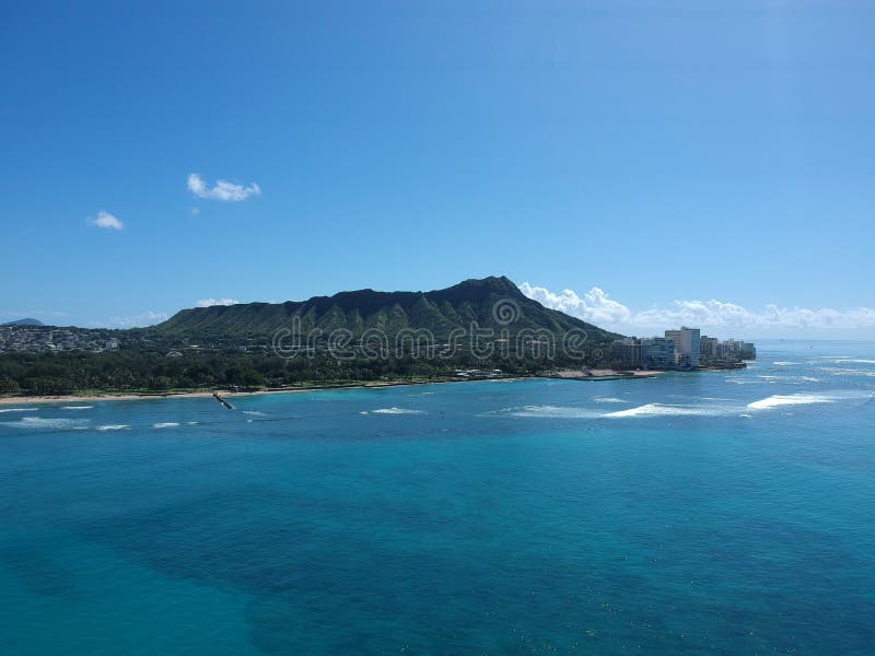 Panorama Aerial Drone View Of Waikiki Beach Honolulu Hawaii Usa Taken