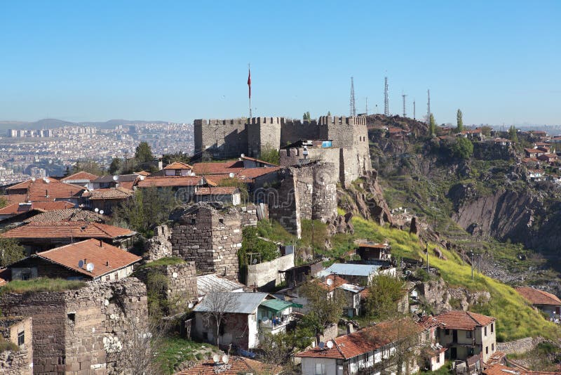 Panorama Ankara i Ak-Kala forteca na wzgórzu Hissar indyk zdjęcia stock Panorama Ankara i Ak-Kala forteca na wzgórzu Hissar indyk zdjęcia stock