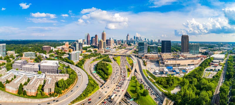 Panorama aéreo da skyline do centro de Atlanta, Geórgia, EUA