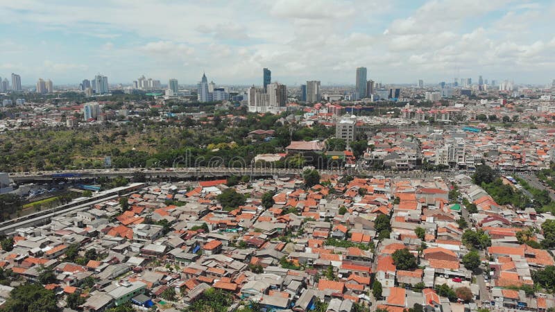 Panorama aéreo de las cercanías de la ciudad de Jakarta indonesia