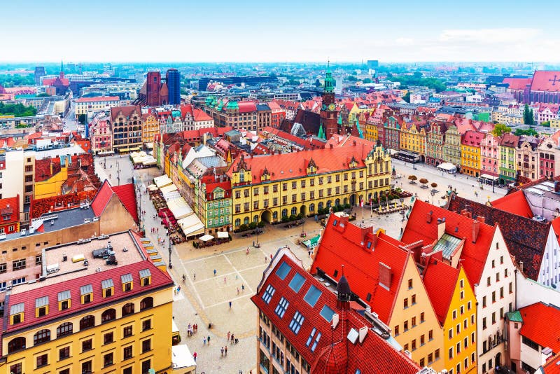 Panorama aéreo de Wroclaw, Polonia fotografía de archivo libre de regalías Panorama aéreo de Wroclaw, Polonia fotografía de archivo libre de regalías
