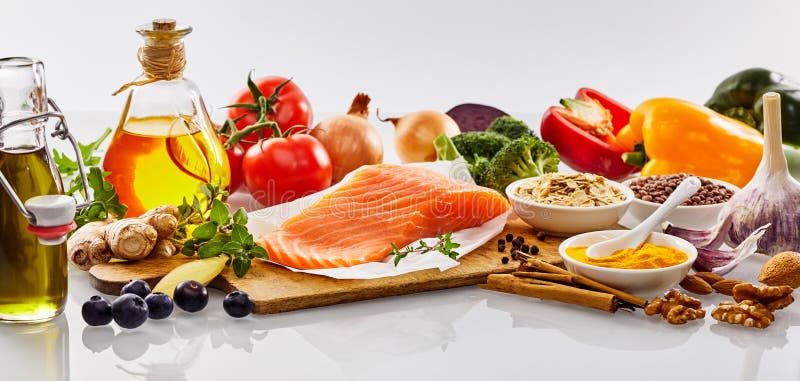 Panorama banner with healthy heart food stock photo