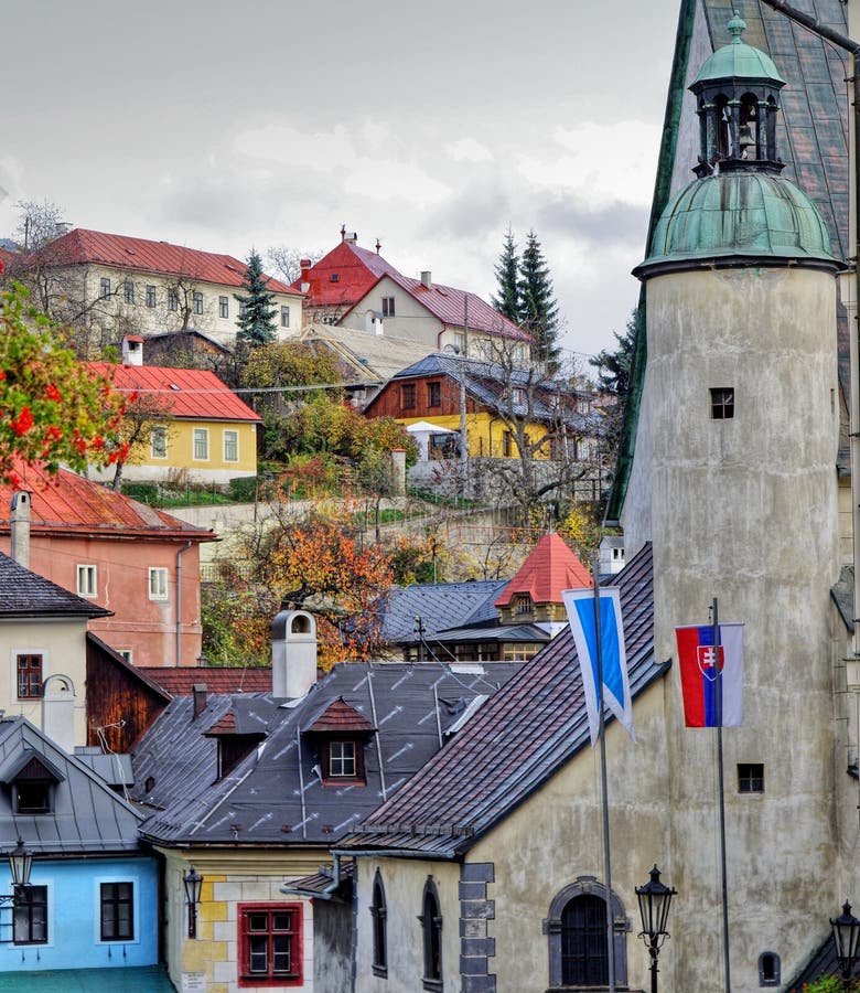 Panorama in Banska Stiavnica city, Slovakia