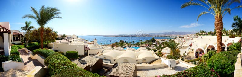 Panorama of the beach at luxury hotel