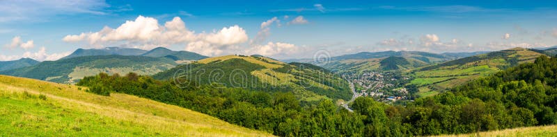 Panorama of beautiful mountainous rural area