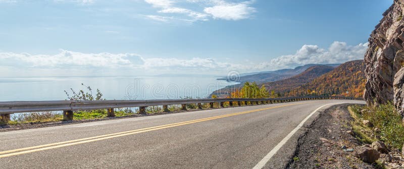 Panorama of Cabot Trail Highway stock photos