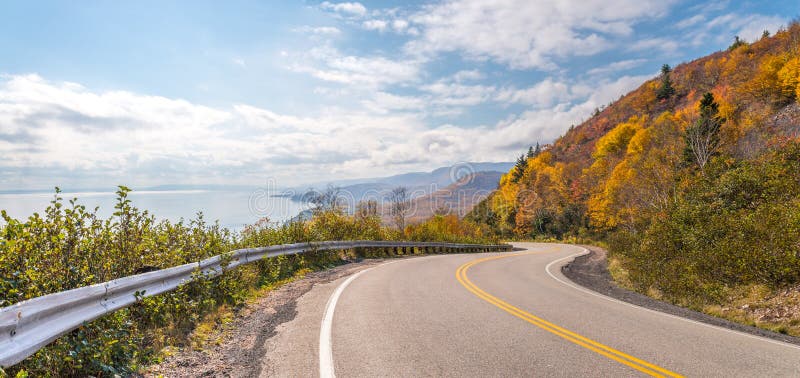 Panorama of Cabot Trail Highway royalty free stock image