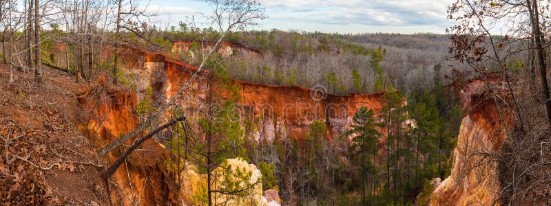 Panorama of canyons in Providence Canyon State Park, Georgia, USA stock photo Panorama of canyons in Providence Canyon State Park, Georgia, USA stock photo