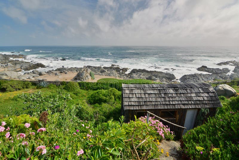 Panorama from Casa de Isla Negra house museum of Pablo Neruda. Isla Negra. Chile