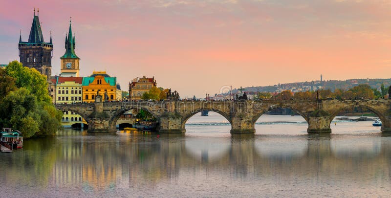 Panorama of Charles bridge in Prague, Czech republic, Europe royalty free stock photos Panorama of Charles bridge in Prague, Czech republic, Europe royalty free stock photos