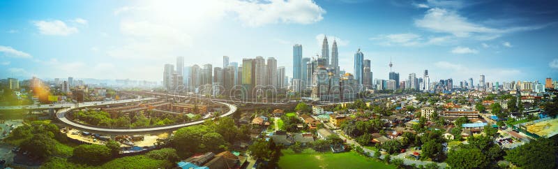 Panorama cityscape view in the middle of Kuala Lumpur city center