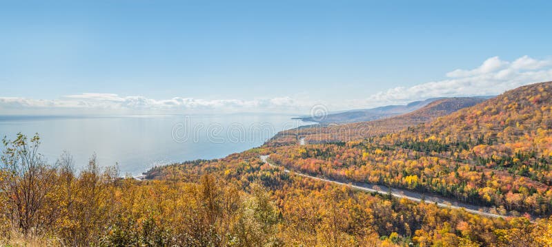 Panorama of Coastal Scene on the Cabot Trail royalty free stock images