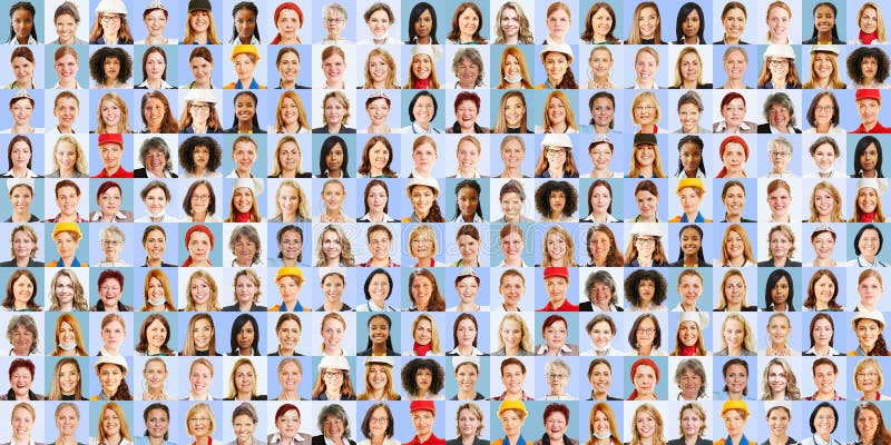 Panorama collage of women in many professions royalty free stock photo