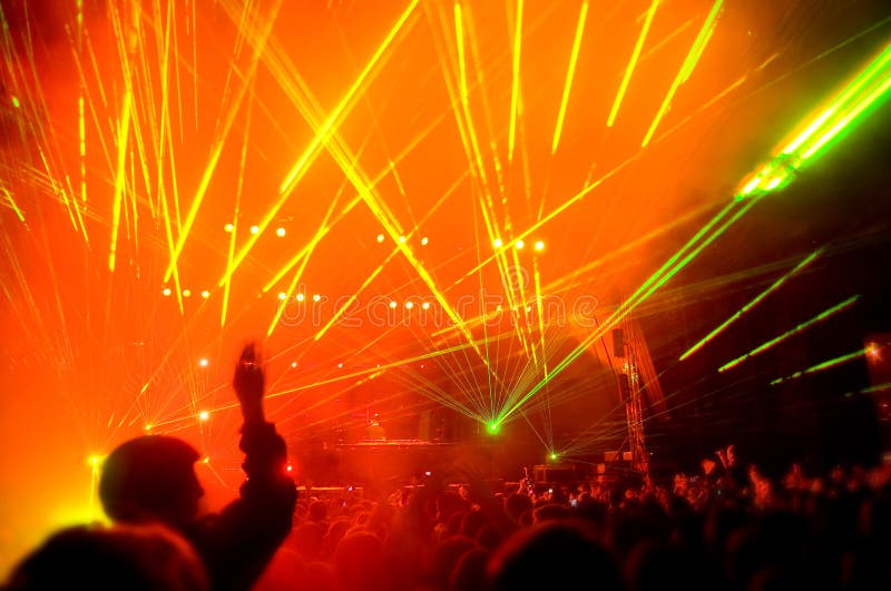 Panorama of the Concert, Laser Show Stock Image - Image of emotion ...