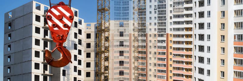 Panorama of the construction of modern concrete buildings royalty free stock photos