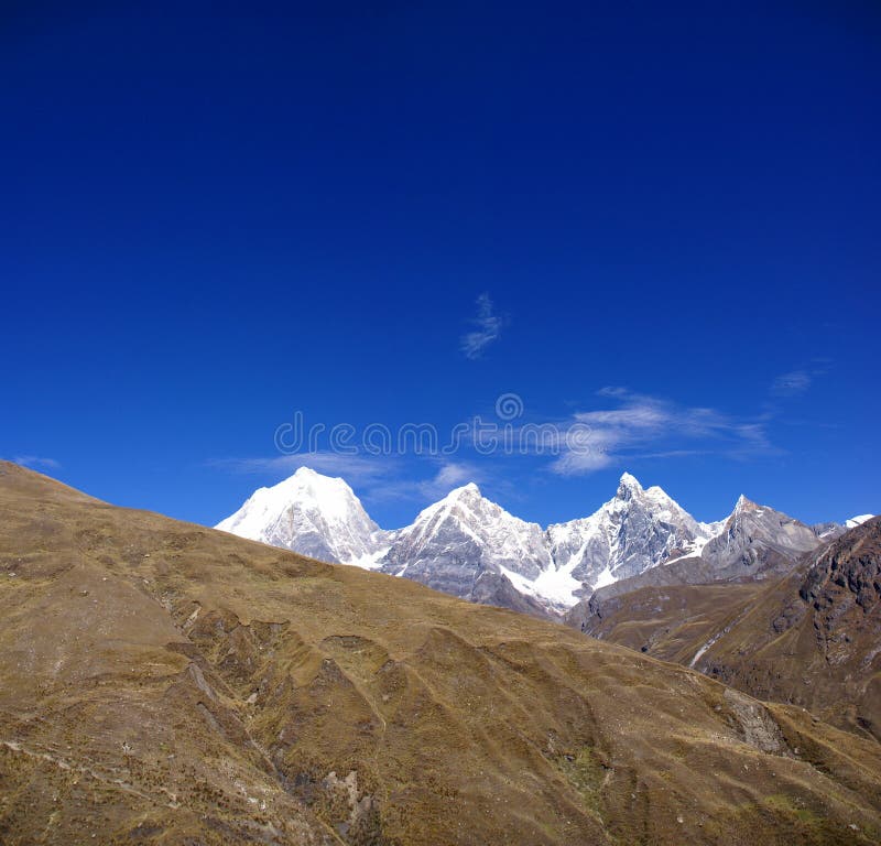 Panorama: Cordillera Huayhuash, stock fotografie Panorama: Cordillera Huayhuash, stock fotografie