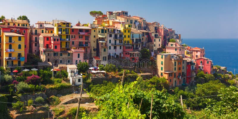 Panorama of Corniglia, Cinque Terre, Liguria, Italy stock image Panorama of Corniglia, Cinque Terre, Liguria, Italy stock image
