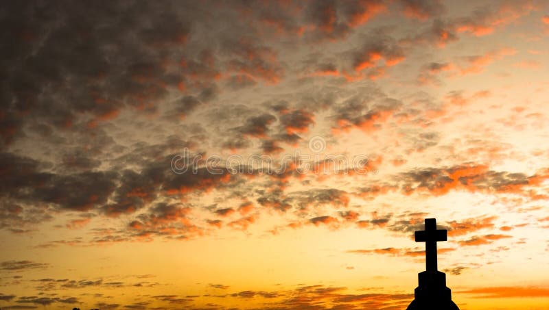 Panorama of a Cross at Sunset