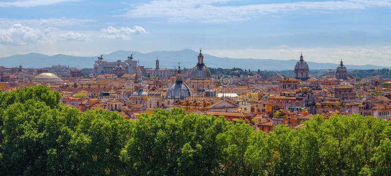 Skyline panorama of ancient city of Rome, from Castle of San Angelo. Skyline panorama of ancient city of Rome, from Castle of San Angelo