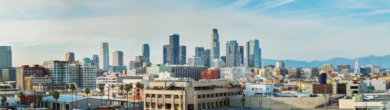 Los Angeles cityscape panorama on a sunny day. Los Angeles cityscape panorama on a sunny day