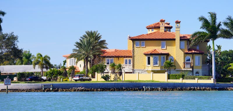 Panorama of Luxury beach house with docking in the tampa bay, Florida. Panorama of Luxury beach house with docking in the tampa bay, Florida