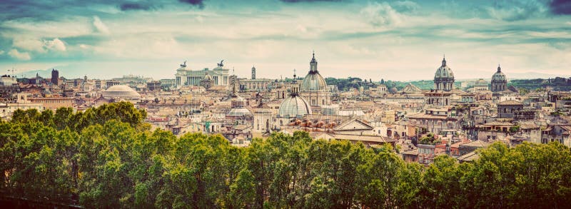 Panorama da cidade antiga de Roma, Itália vintage