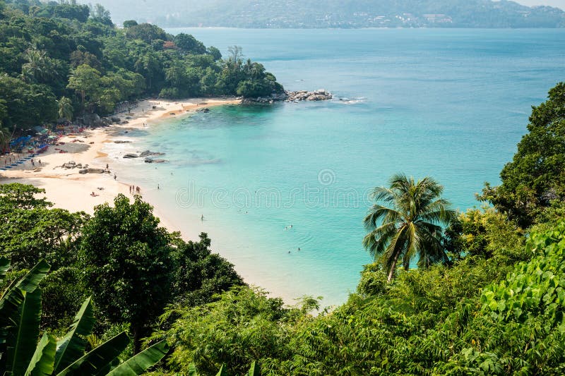Panorama de baie de Kamala Beach à Phuket photos libres de droits