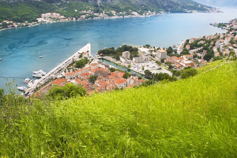 Panorama de Boka Kotorska fotografía de archivo libre de regalías