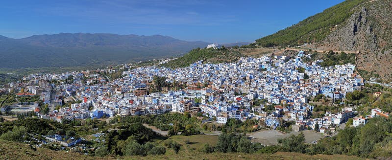 Panorama de Chefchaouen, Maroc image stock Panorama de Chefchaouen, Maroc image stock