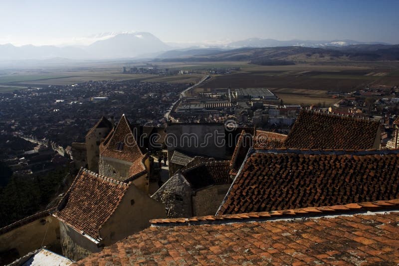 Panorama from Rasnov castle in Transylvania - Romania - view from the top. Panorama from Rasnov castle in Transylvania - Romania - view from the top