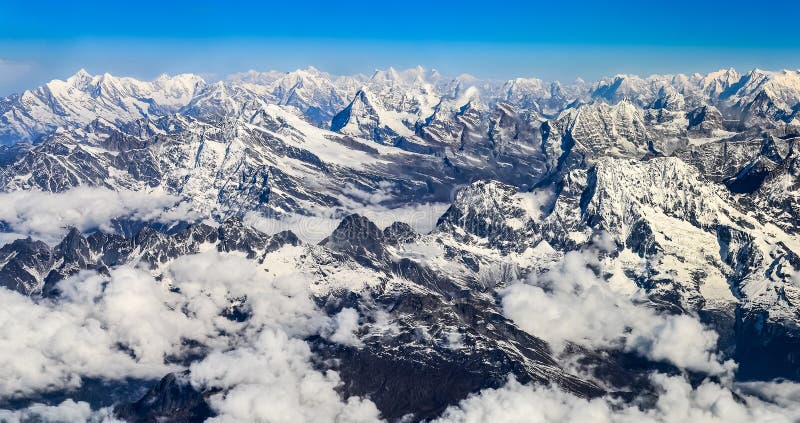 Panorama de gamme de montagne de l'Himalaya Everest images stock Panorama de gamme de montagne de l'Himalaya Everest images stock