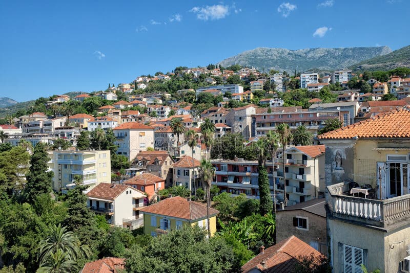 Panorama de Herceg Novi, Montenegro imagem de stock Panorama de Herceg Novi, Montenegro imagem de stock