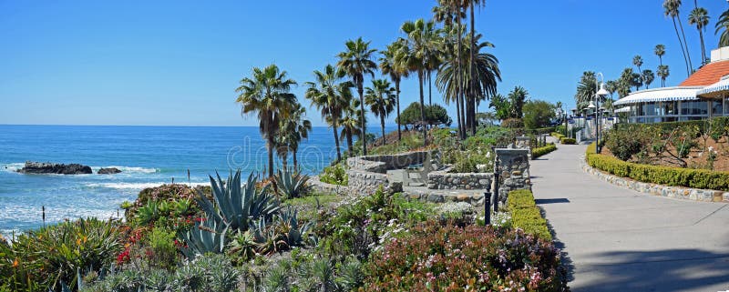 Panorama de la calzada del parque de Heisler, Laguna Beach, California imágenes de archivo libres de regalías Panorama de la calzada del parque de Heisler, Laguna Beach, California imágenes de archivo libres de regalías