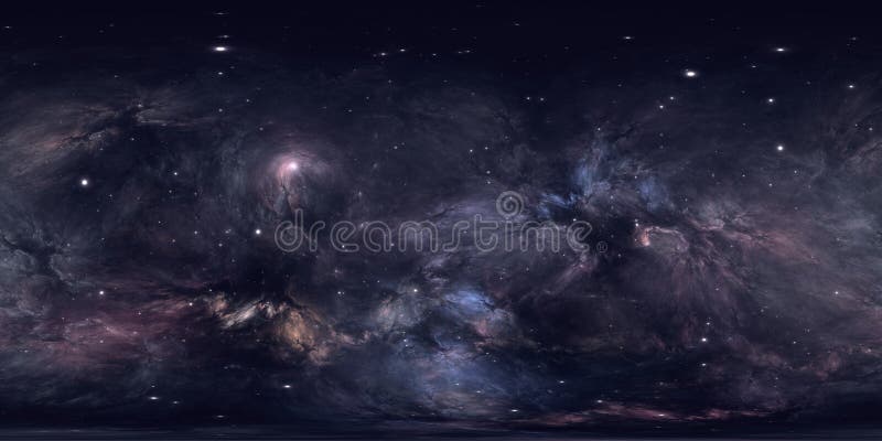 Panorama de la nebulosa del espacio de 360 grados, proyección equirectangular, mapa del ambiente Panorama esférico de HDRI Fondo stock de ilustración