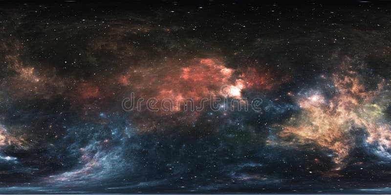 Panorama de la nebulosa del espacio de 360 grados, proyección equirectangular, mapa del ambiente Panorama esférico de HDRI Fondo ilustración del vector