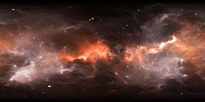Panorama de la nebulosa del espacio de 360 grados, proyección equirectangular, mapa del ambiente Panorama esférico de HDRI Fondo stock de ilustración
