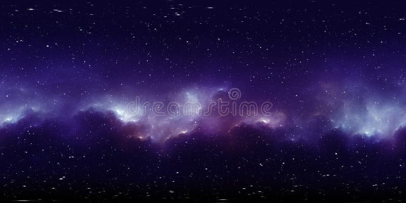 Panorama de la nebulosa del espacio de 360 grados, proyección equirectangular, mapa del ambiente Panorama esférico de HDRI Fondo stock de ilustración