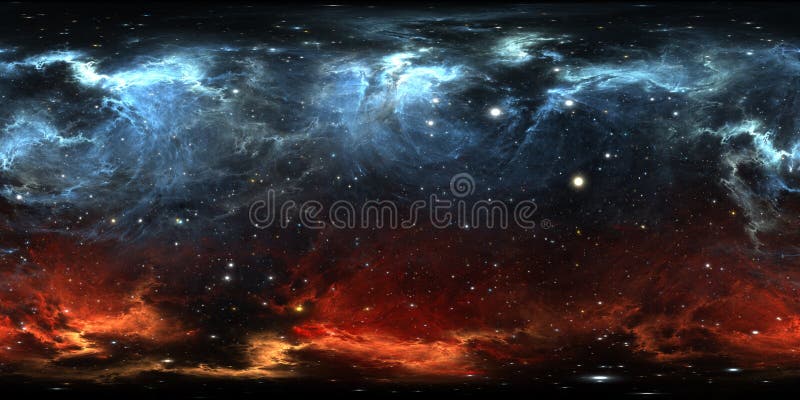 Panorama de la nebulosa del espacio de 360 grados, proyección equirectangular, mapa del ambiente Panorama esférico de HDRI Fondo libre illustration